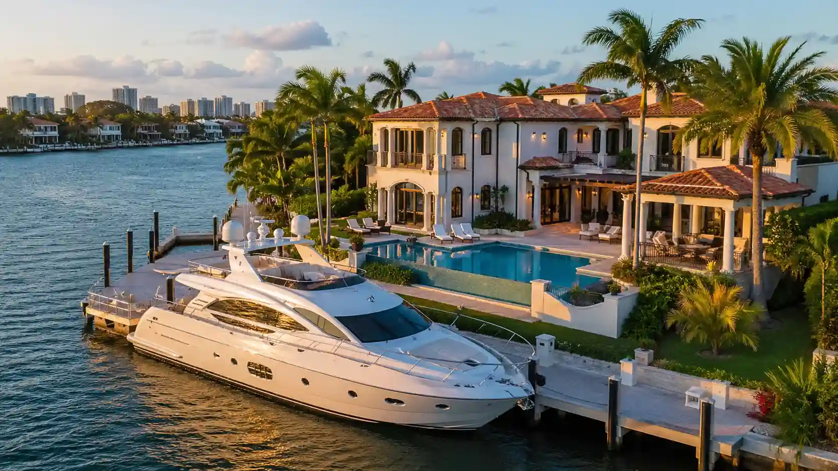 Luxury South Florida villa interior with open glass walls and lush tropical garden — high-end homes for sale Miami